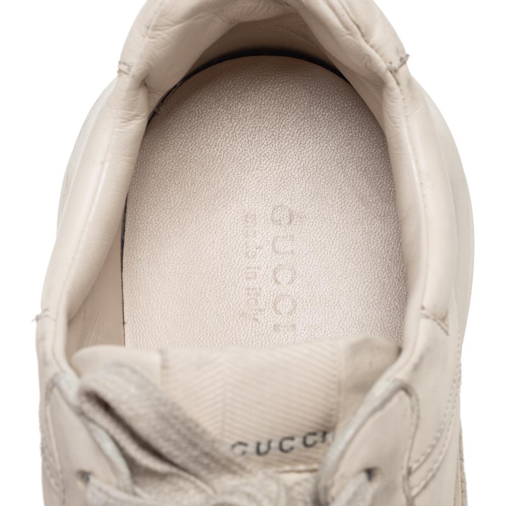 Women's Gucci Cream Leather Rhyton Sneakers Size 40.5