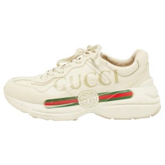 Gucci Cream Leather Rhyton Sneakers Size 42.5