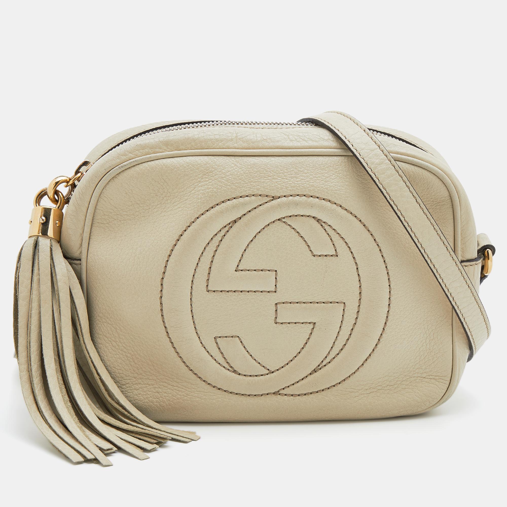Women's Gucci Cream Leather Small Soho Disco Shoulder Bag