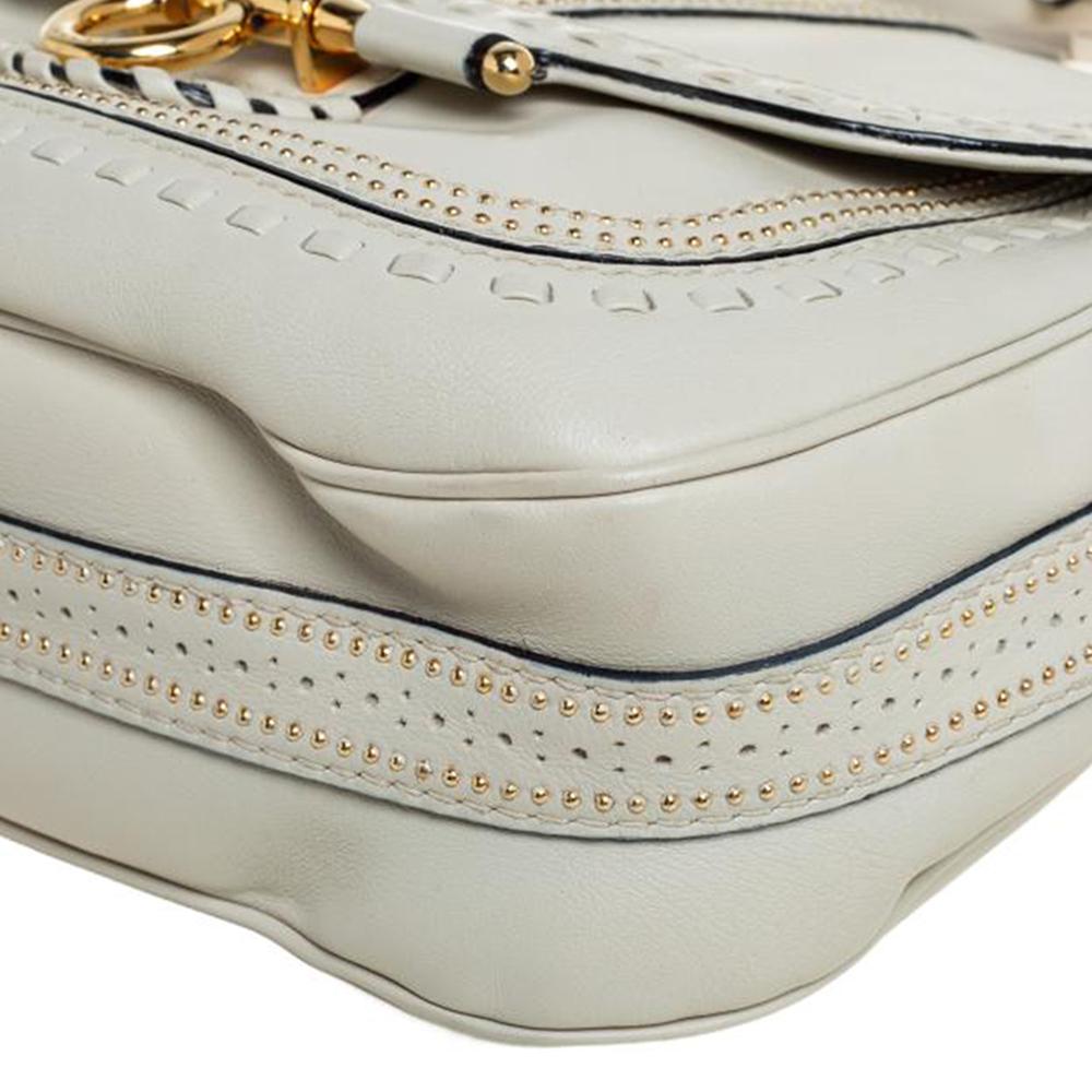 Gucci Cream Leather Snaffle Bit Shoulder Bag 4