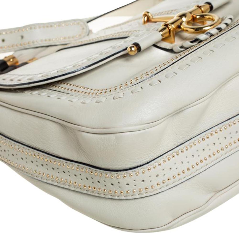 Gucci Cream Leather Snaffle Bit Shoulder Bag 5