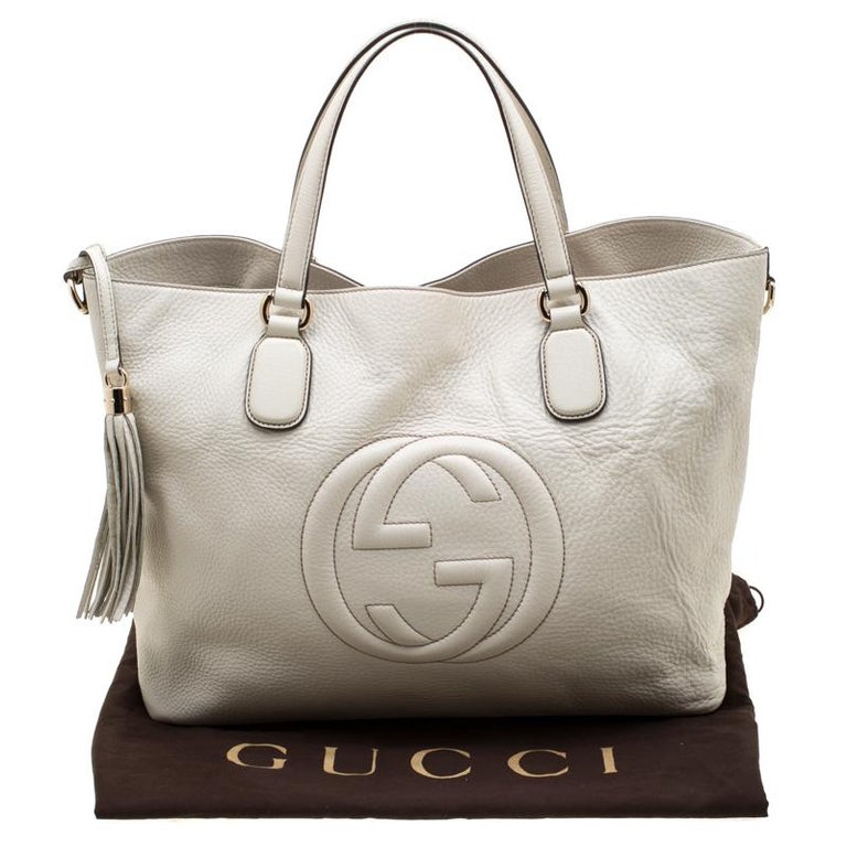 Gucci Cream Leather Soho Working Tote For Sale at 1stDibs