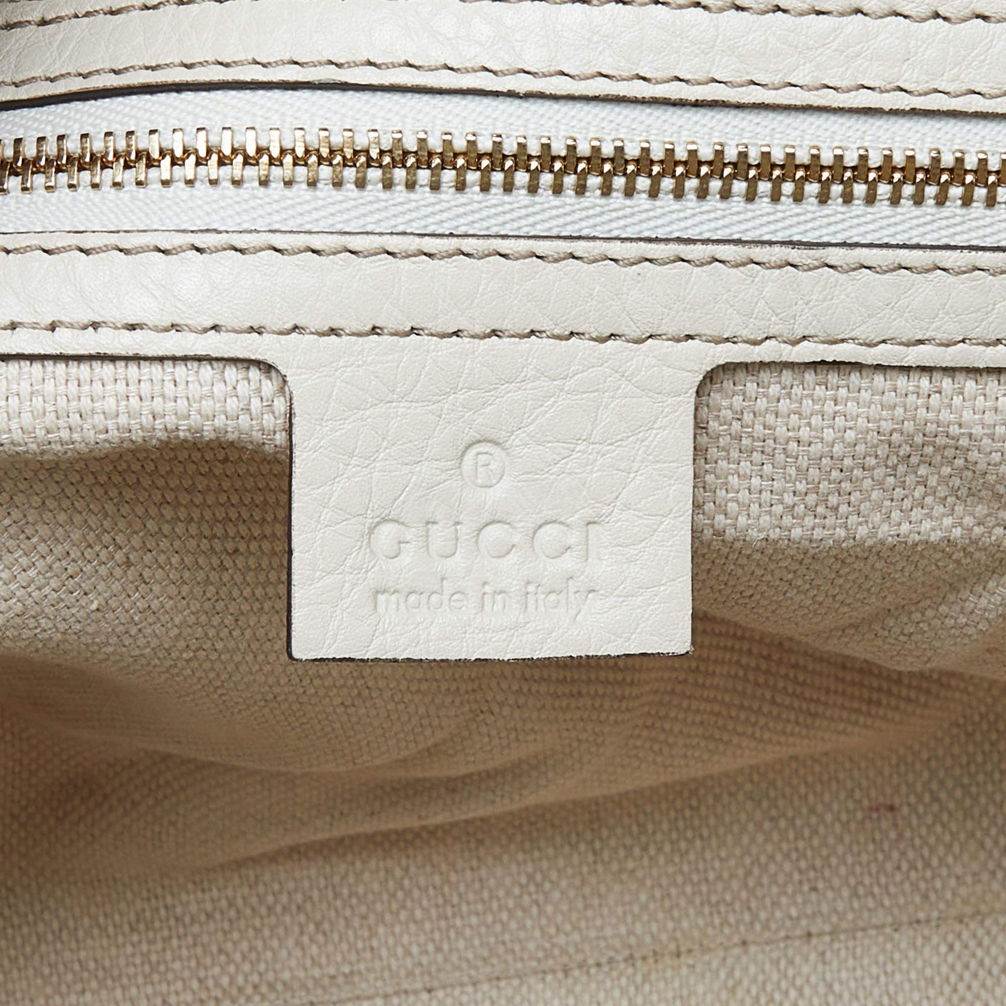 Gucci Cream Leather Soho Zip Tassel Tote 5