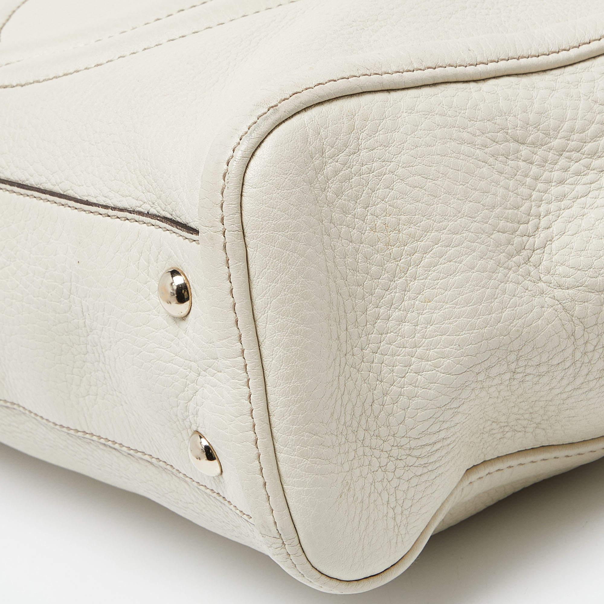 Gucci Cream Leather Soho Zip Tassel Tote 1