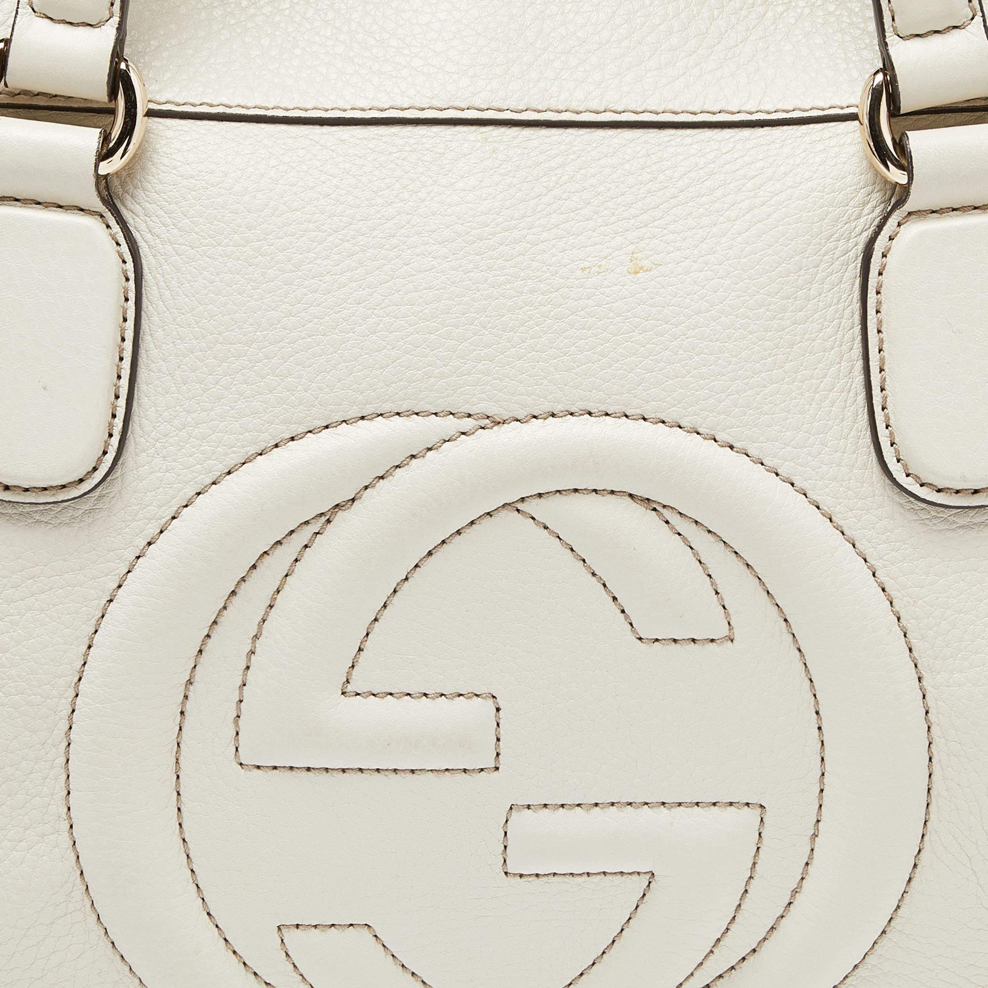 Gucci Cream Leather Soho Zip Tassel Tote 4