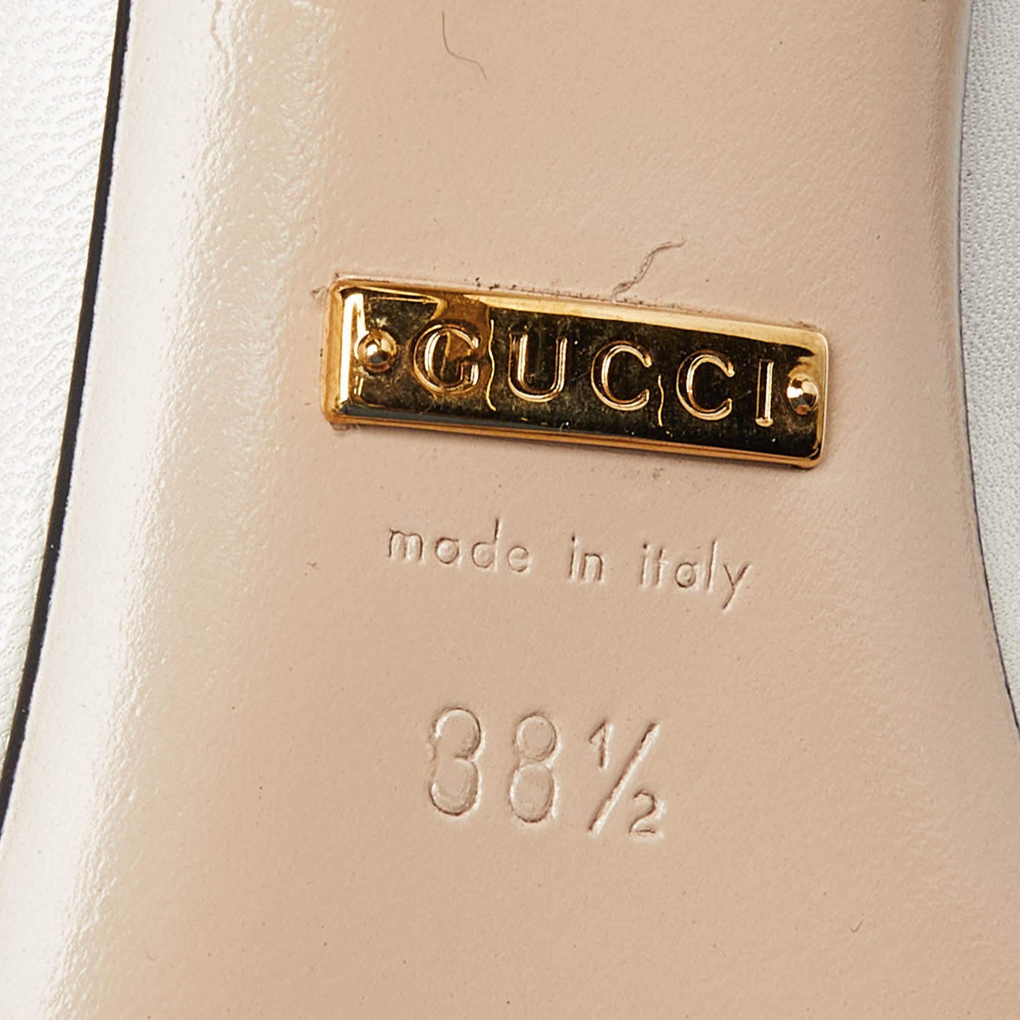 Gucci - Escarpins en cuir crème Sylvie Mary Jane, taille 38.5 en vente 4