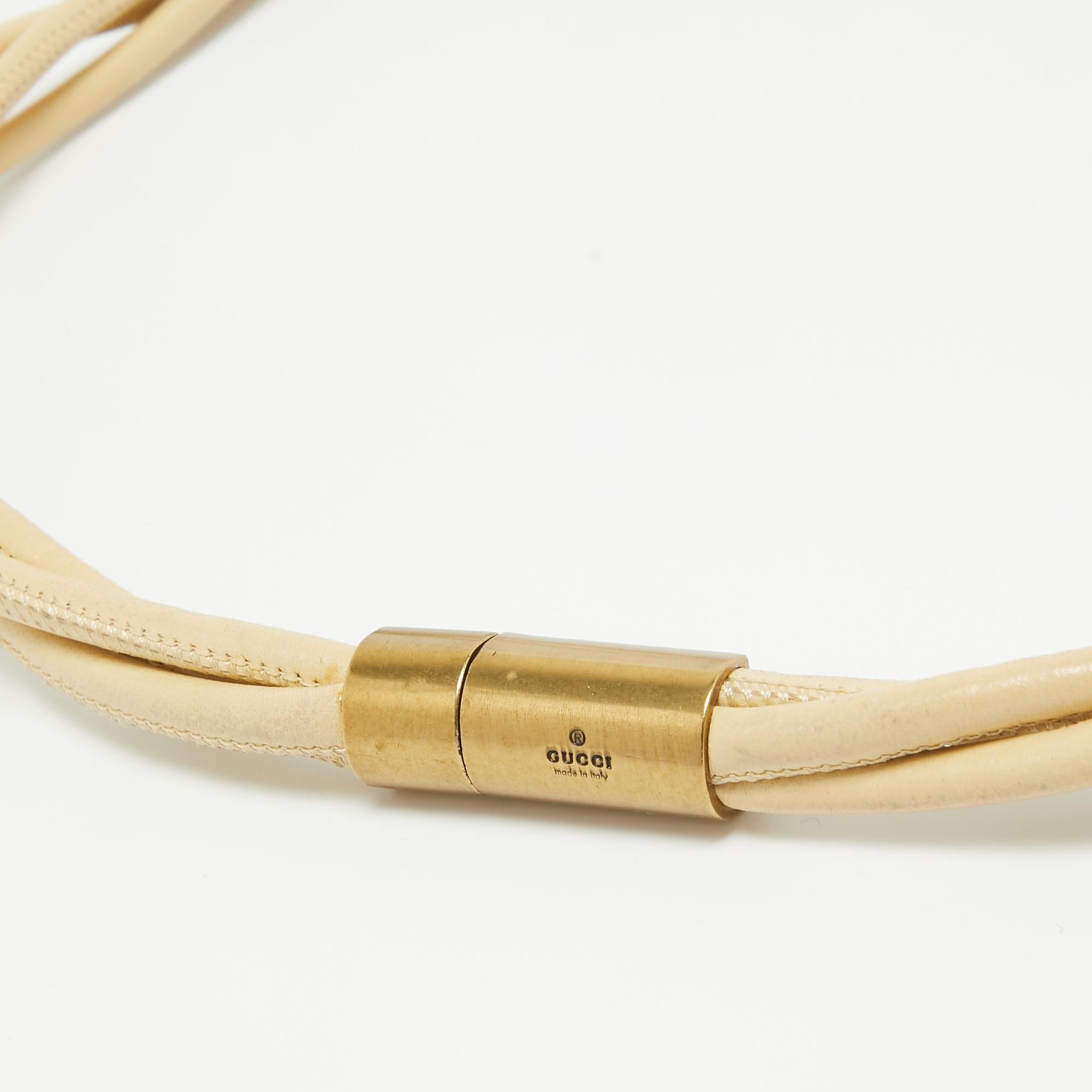 Gucci Cream Leather Twisted Waist Belt In Good Condition For Sale In Dubai, Al Qouz 2