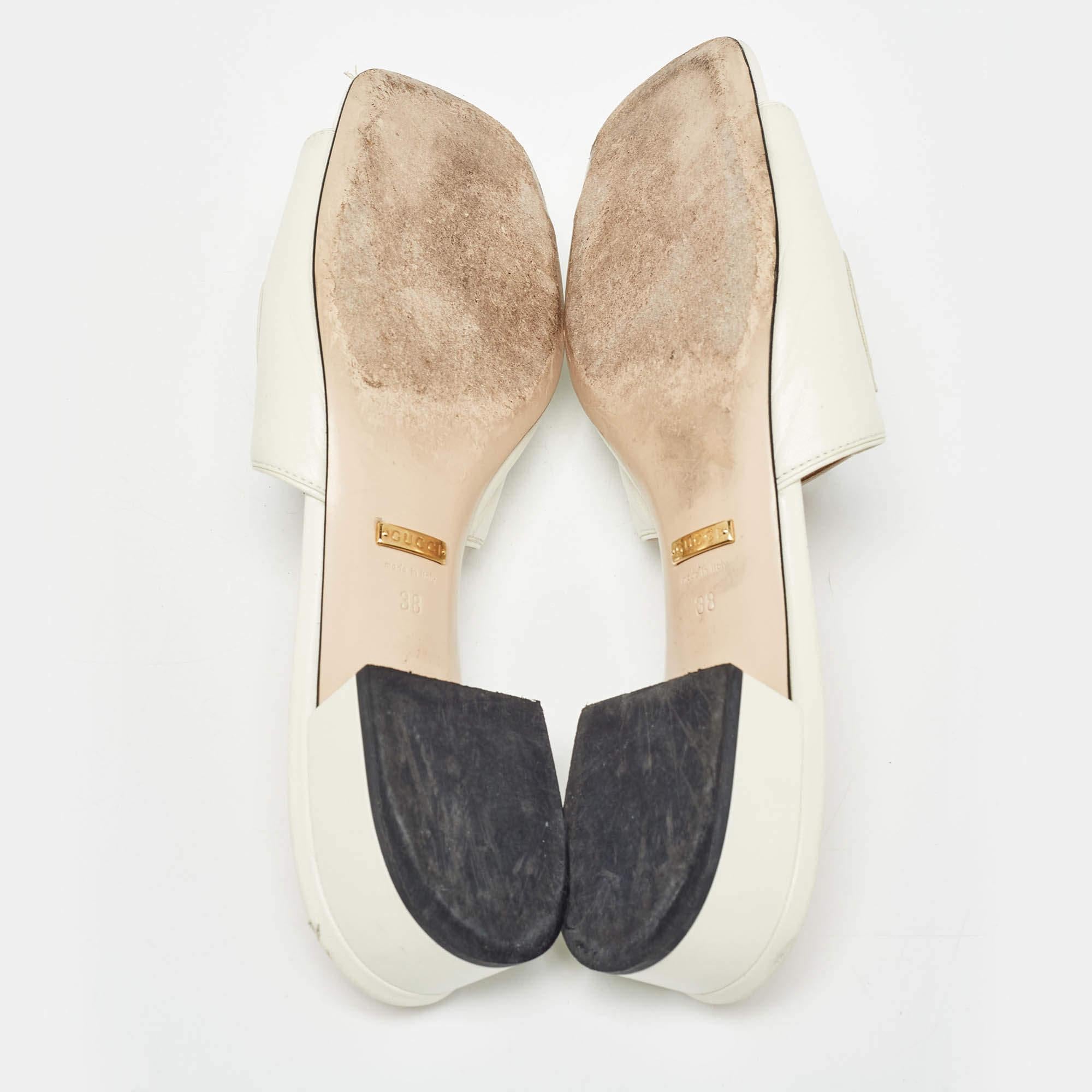 Gucci Cream Leather Zumi Slide Sandals Size 38 1