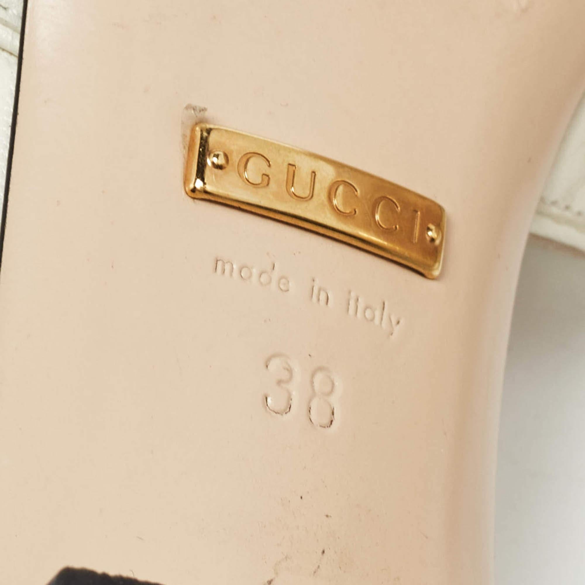 Gucci Cream Leather Zumi Slide Sandals Size 38 3