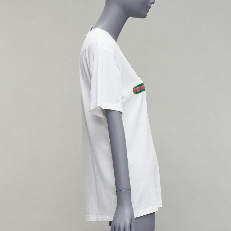 Gucci - T-shirt à col ras du cou en jersey de coton vieilli, imprimé logo crème IT36 XXS Excellent état - En vente à Hong Kong, NT