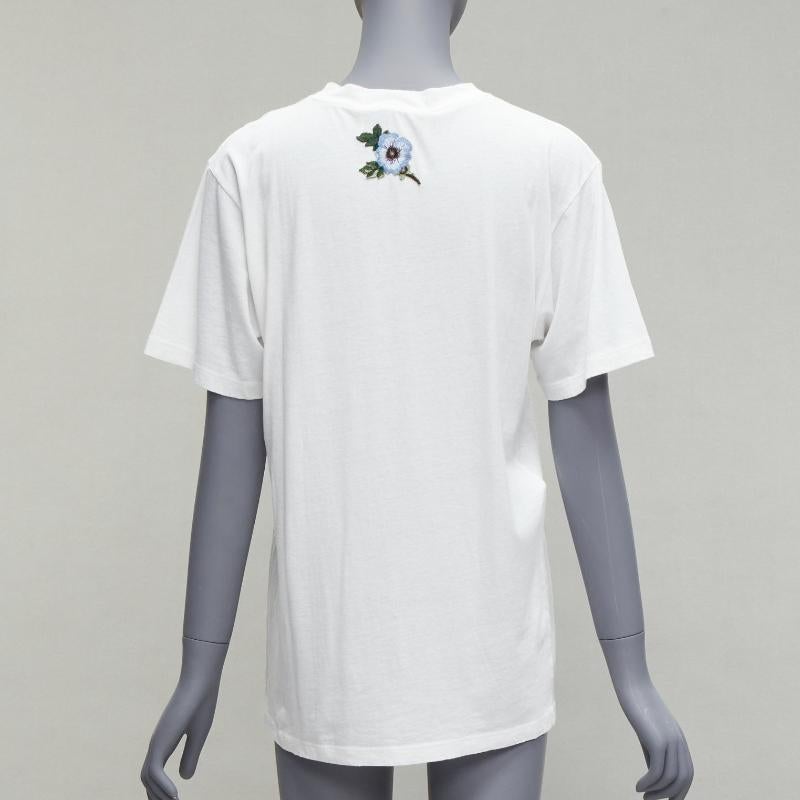 Women's GUCCI cream logo print distressed cotton-jersey crew neck tshirt IT36 XXS For Sale