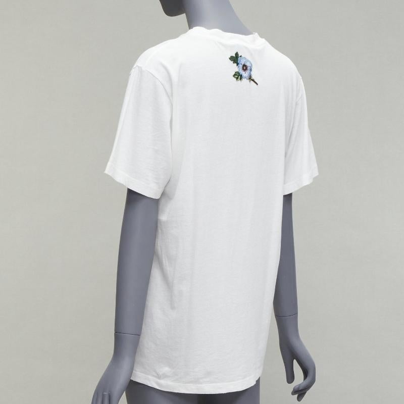 Gucci - T-shirt à col ras du cou en jersey de coton vieilli, imprimé logo crème IT36 XXS en vente 1