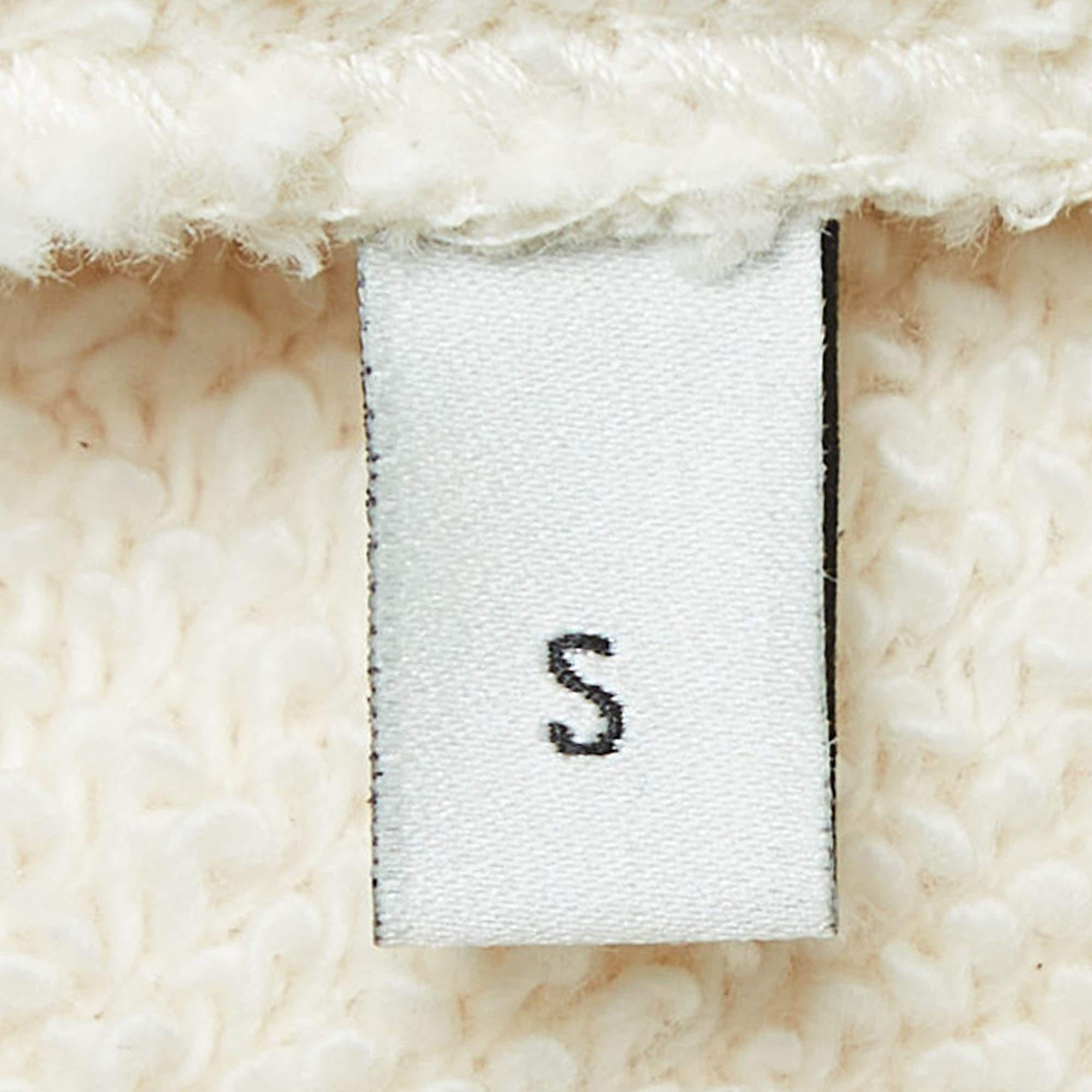 Gucci Cream Logo Print Distressed Cotton Sweatshirt S 2