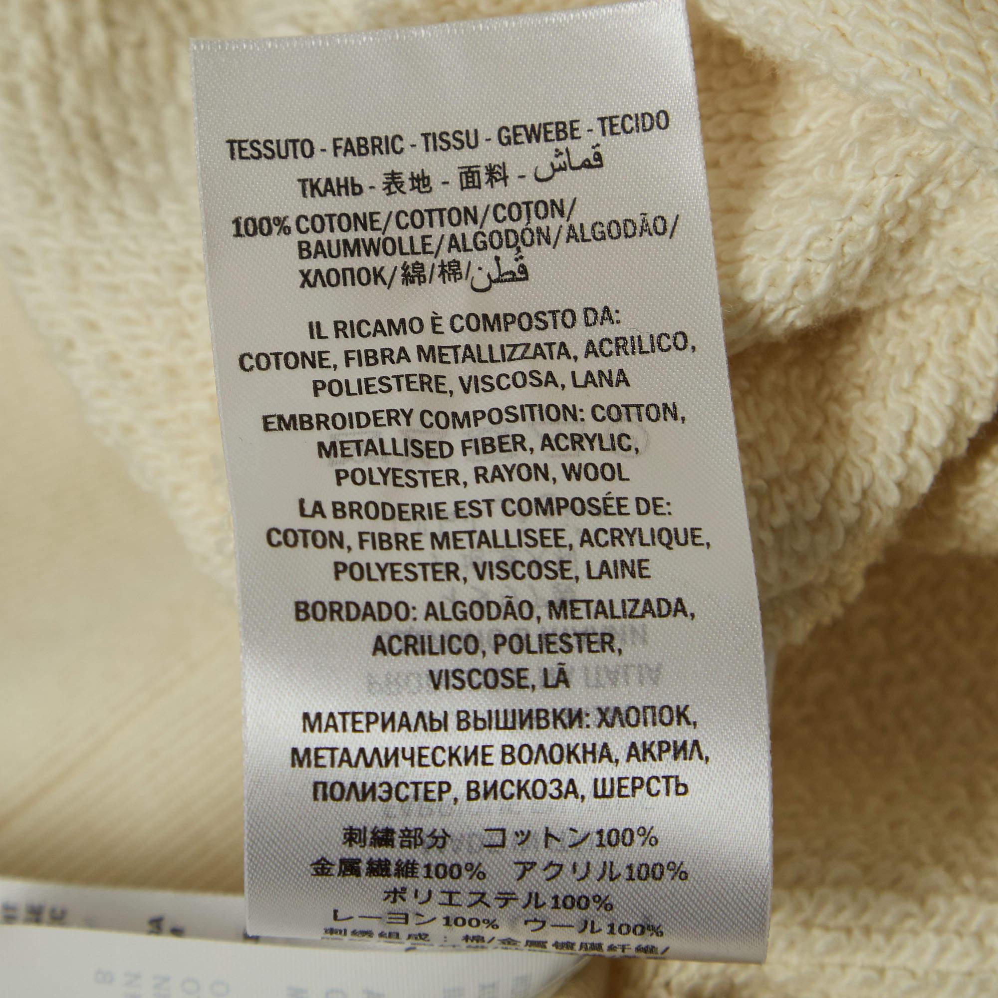 Gucci Cremefarbener bestickter Baumwollstrick- Hoodie mit Logodruck und Kapuze XS Damen im Angebot