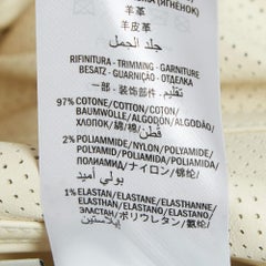 Gucci Cream Logo Print Leather Perforated Detail Bomber Jacket M
