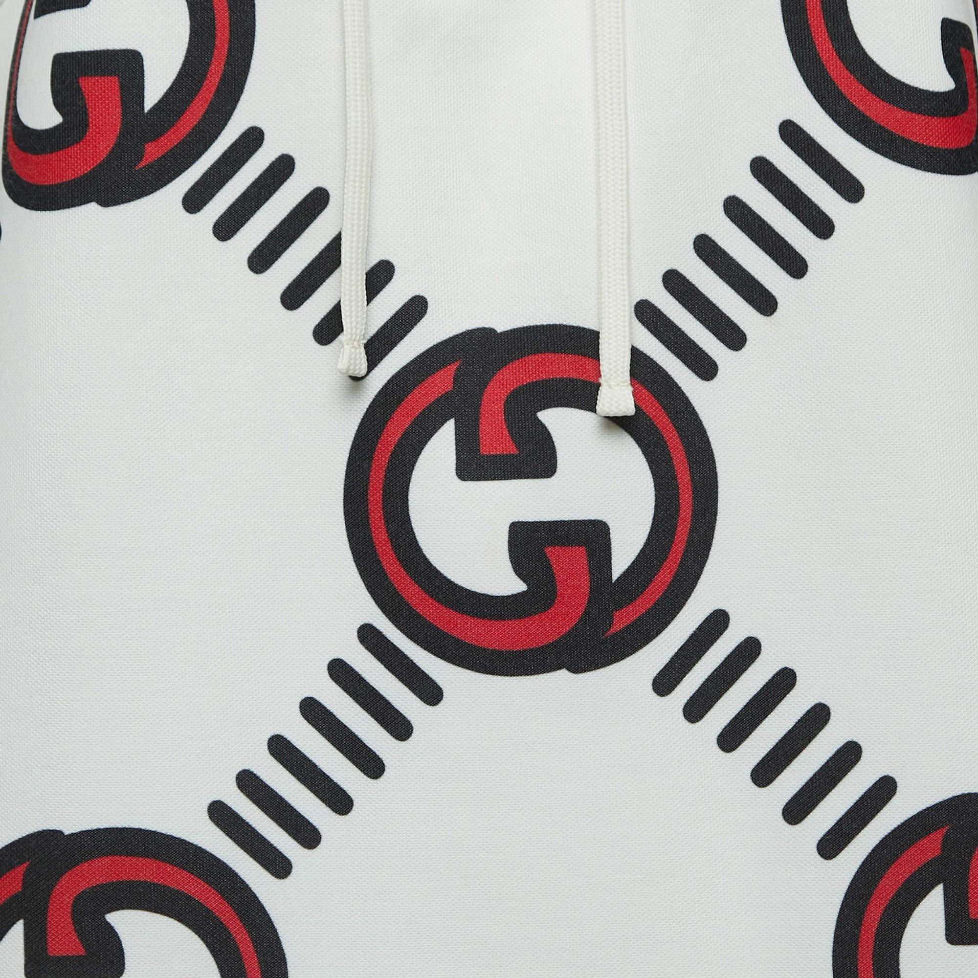 Gris Robe à capuche Gucci en jersey imprimé logo crème S