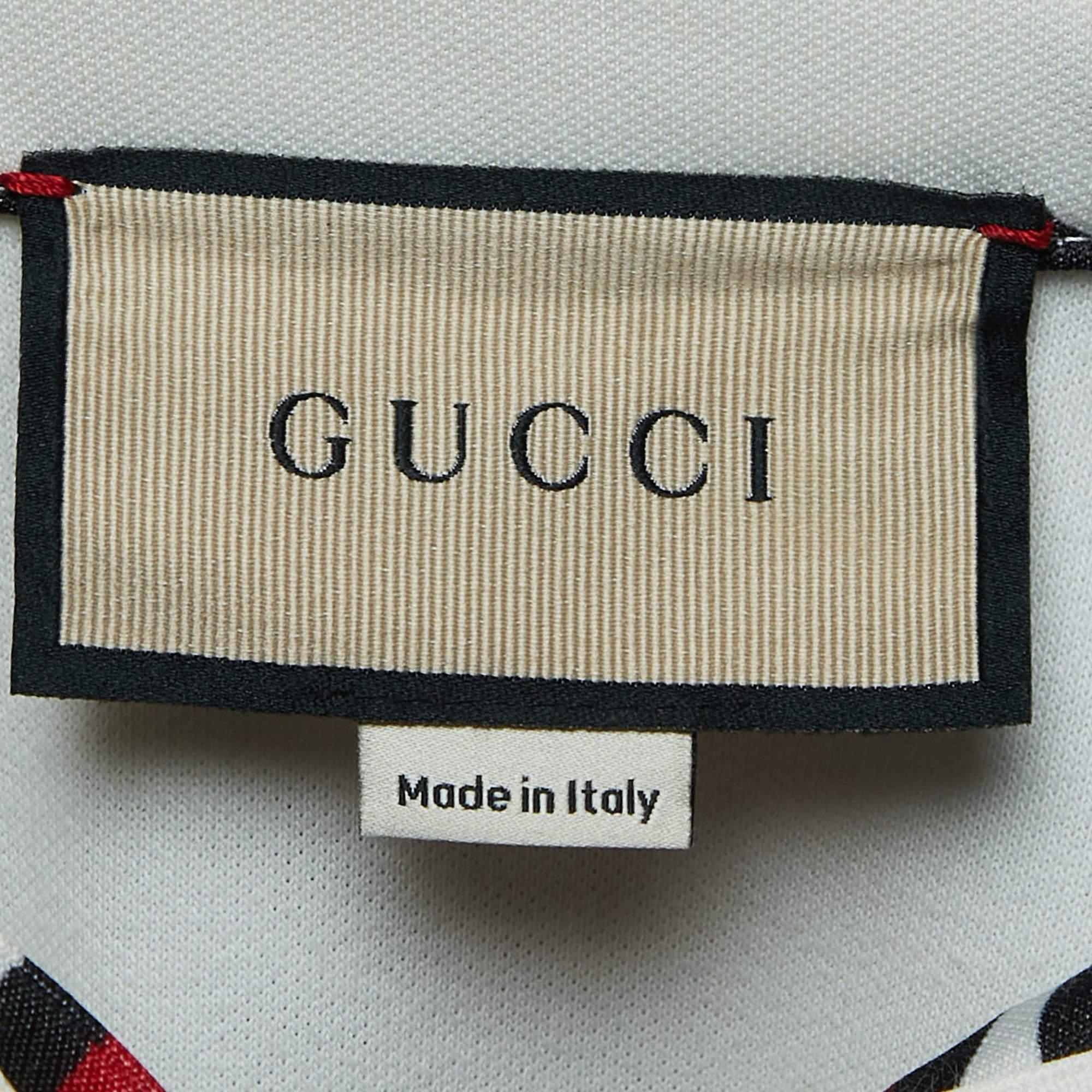 Robe à capuche Gucci en jersey imprimé logo crème S 1