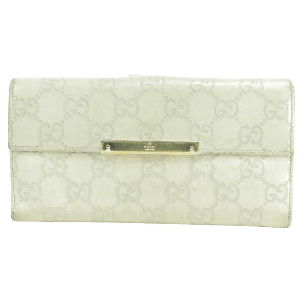 Gucci Cream Long 41gk0110 Ivory Guccissima Leather Bifold Wallet