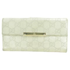 Vintage Gucci Cream Long 41gk0110 Ivory Guccissima Leather Bifold Wallet