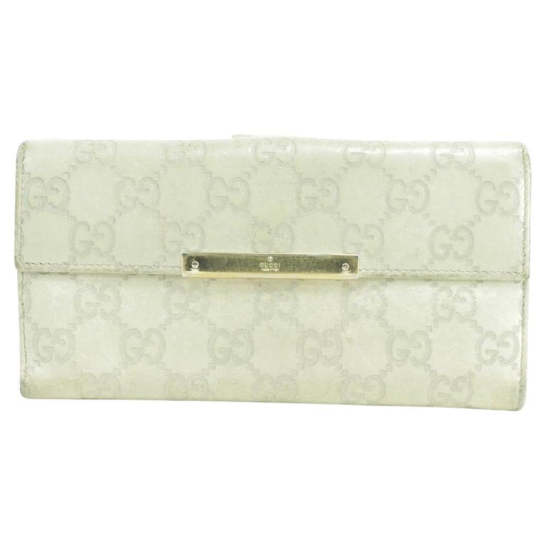 Gucci Cream Long 41gk0110 Ivory Guccissima Leather Bifold Wallet at 1stDibs