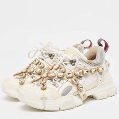 Gucci Cream Mesh and Leather Flashtrek Sneakers Size 39.5