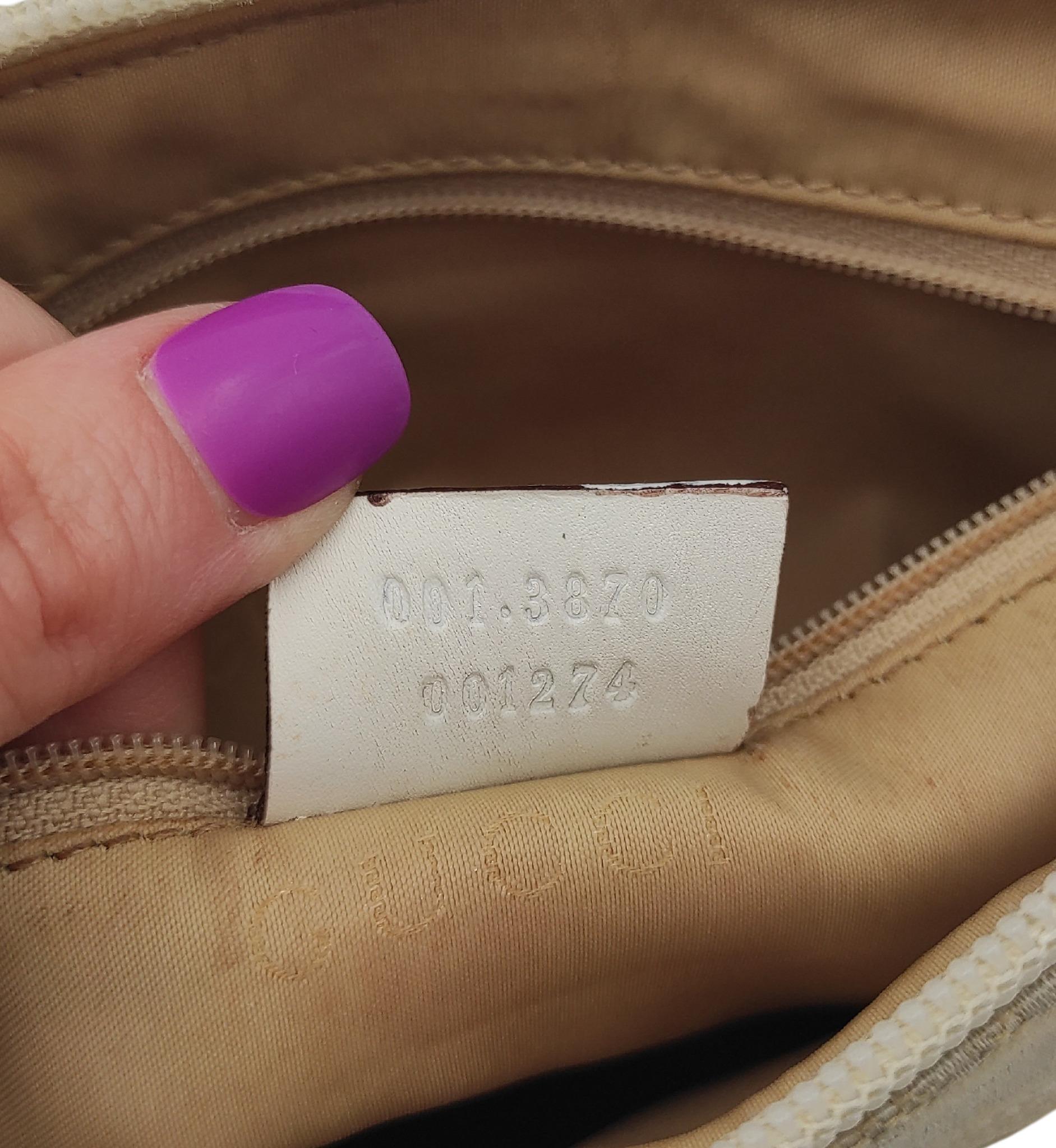 Gucci cream monogram bamboo handle shoulder bag For Sale 11