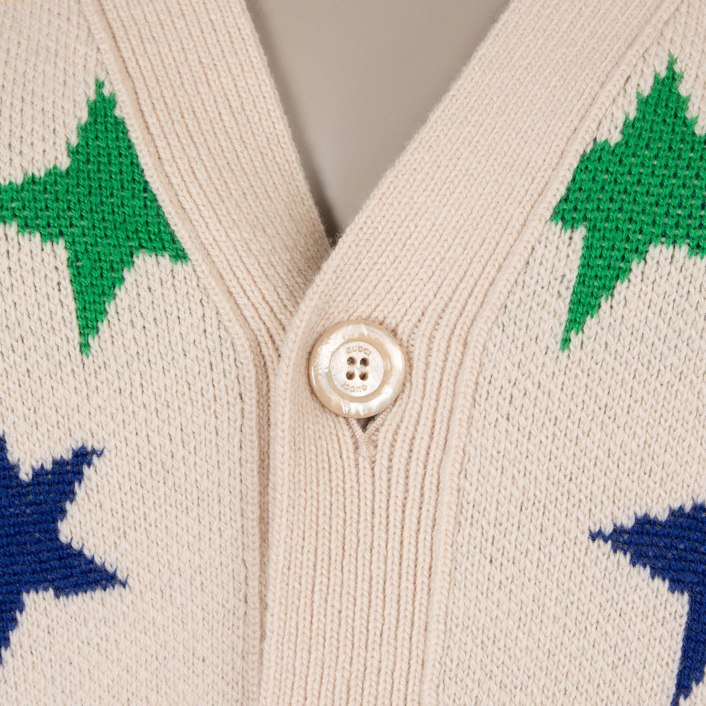 GUCCI crema y lana multi 2021 STAR JACQUARD CARDIGAN Chaqueta de punto XS mens M women en venta 1