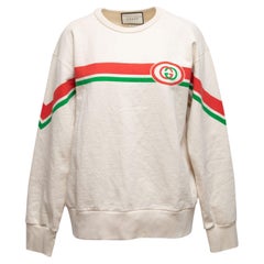 Cremefarbenes & mehrfarbiges Sweatshirt mit Logostreifen von Gucci