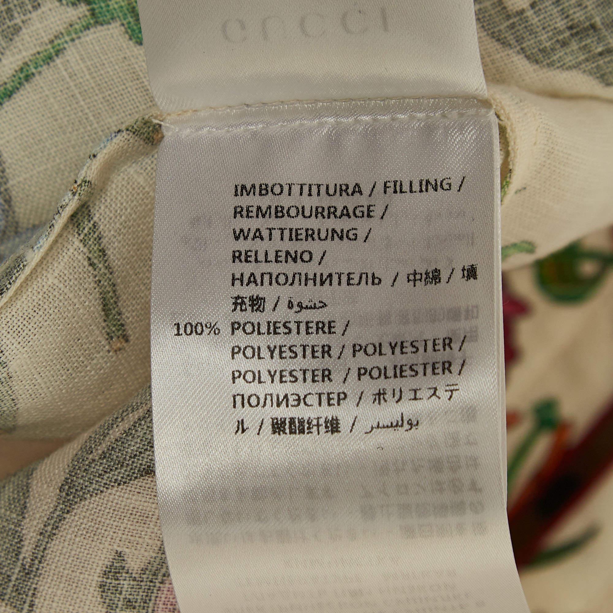 Gucci Cream/Multicolor Printed Linen Kaftan Dress M For Sale 2