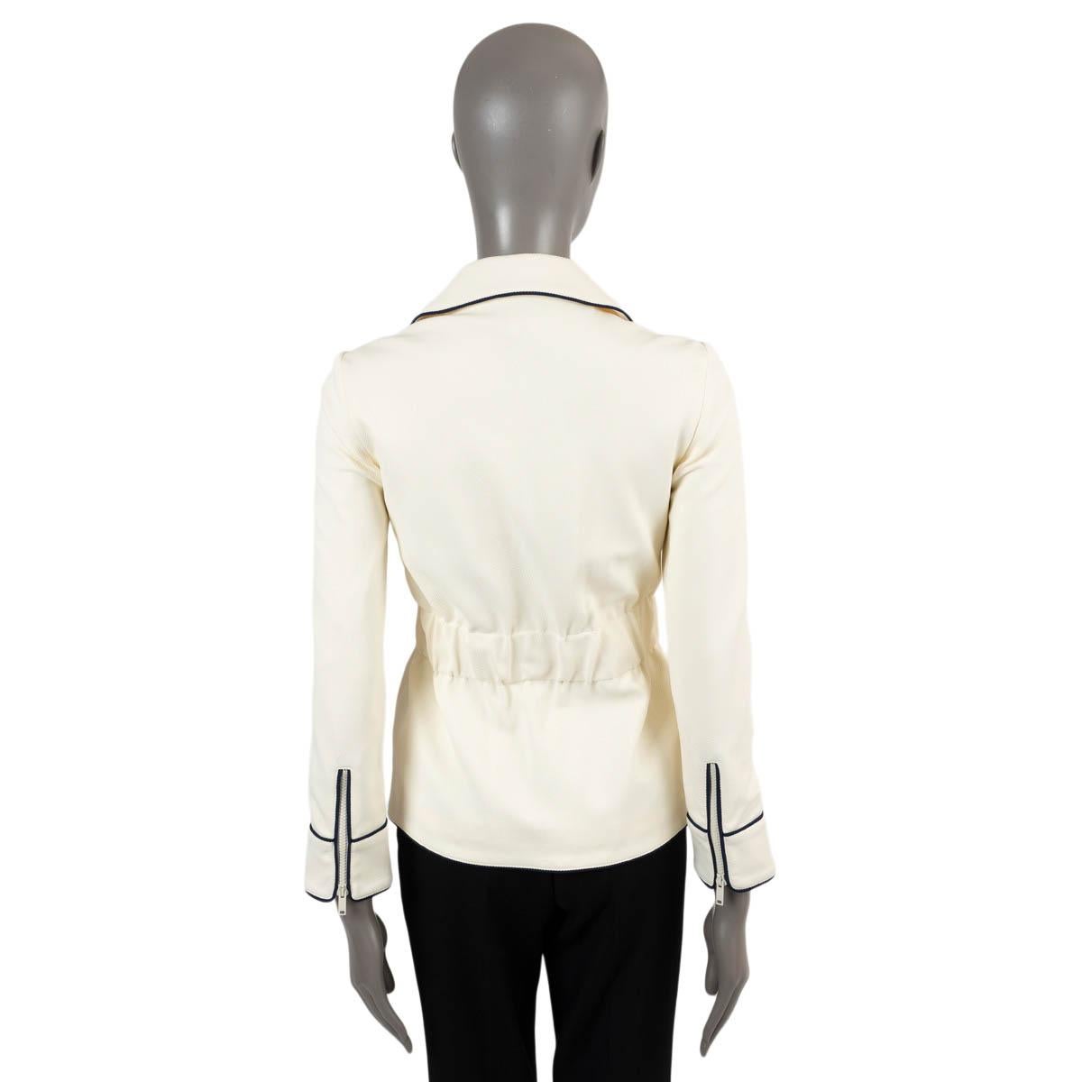 GUCCI Creme & Marineblaue Polyamide 2022 INTERLOCKING G JERSEY Jacke S im Zustand „Hervorragend“ im Angebot in Zürich, CH