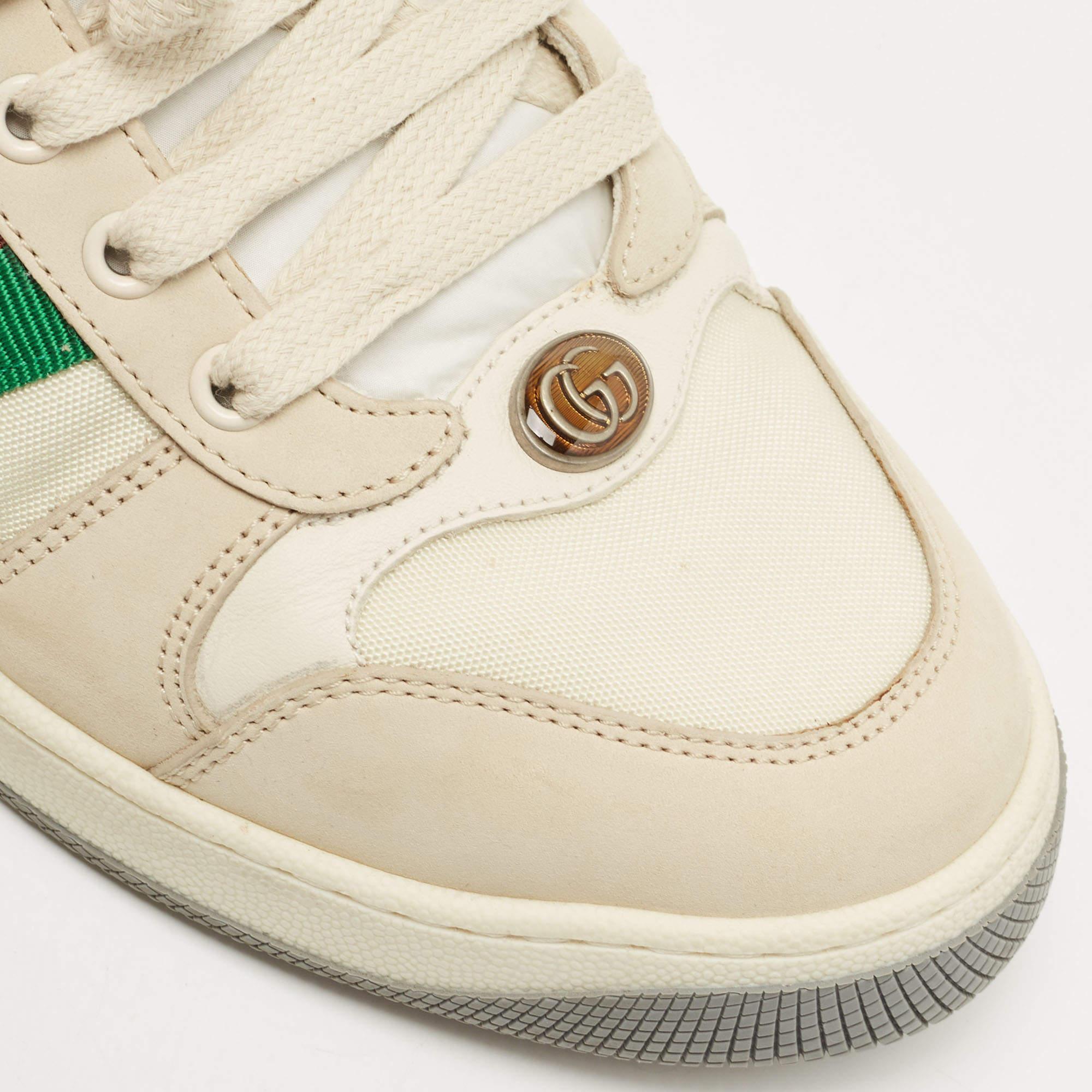 Gucci Cream Nubuck Leather Screener Low Top Sneakers Size 41 1