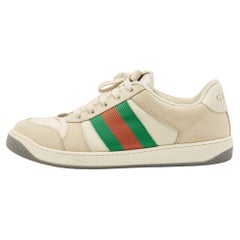 Gucci Cream Nubuck Leather Screener Low Top Sneakers Size 41