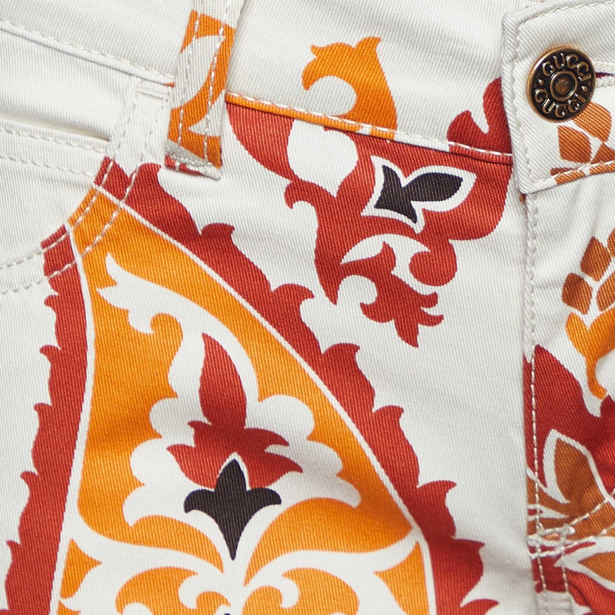 Beige Gucci Cream Paisley Print Cotton New Leggings Pants S/Waist 30