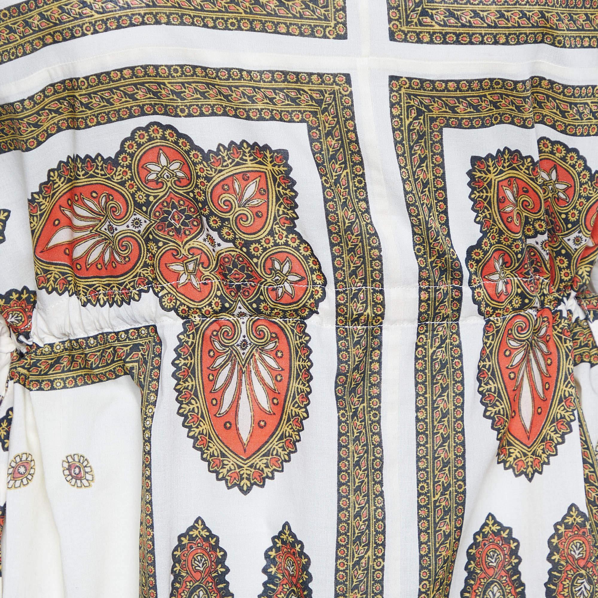 Gucci Cream Paisley Printed Cotton Kaftan Dress S In Excellent Condition In Dubai, Al Qouz 2