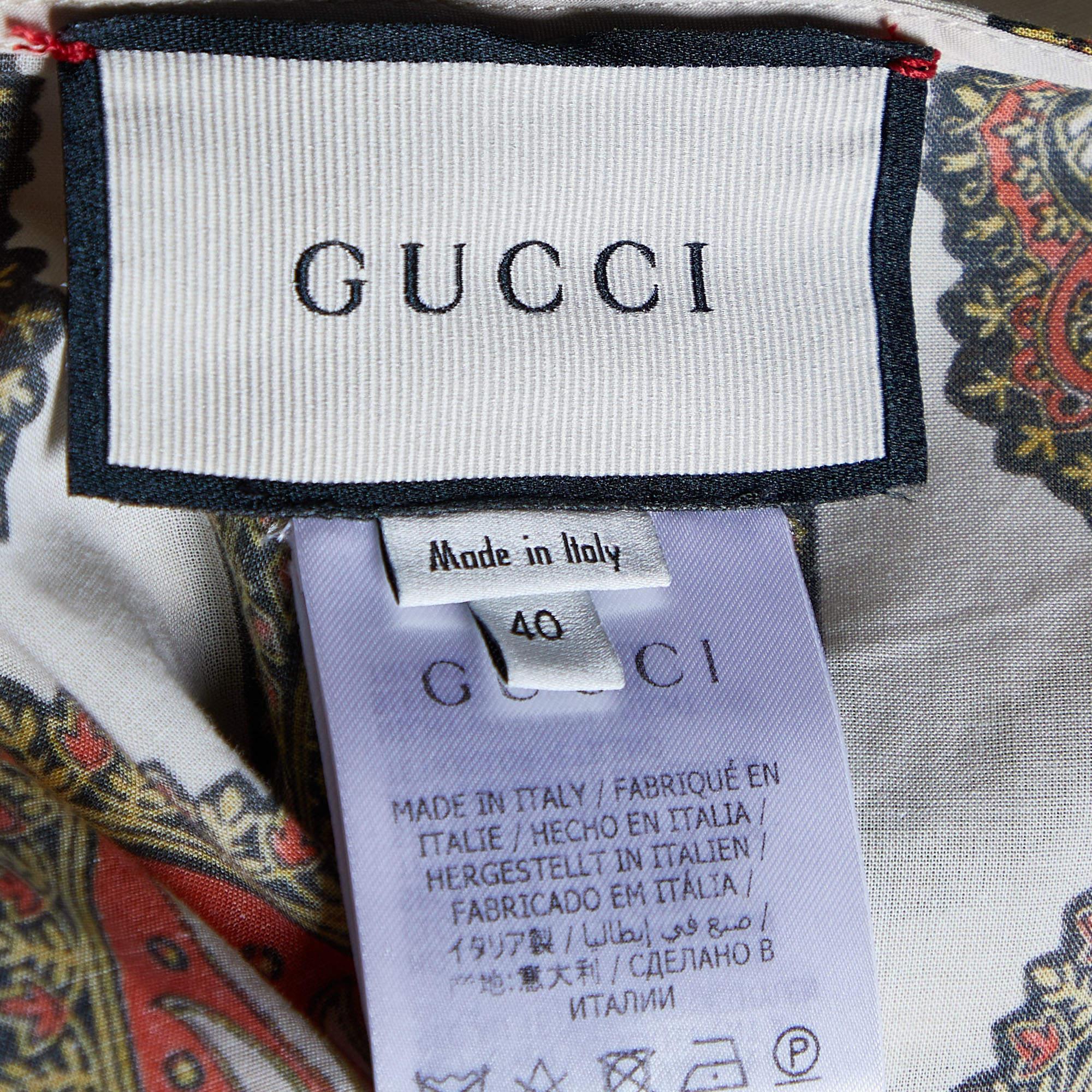 Gucci Cream Paisley Printed Cotton Kaftan Dress S 1