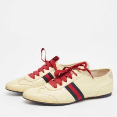 Gucci Cream Patent Leather Lace Up Sneakers 36