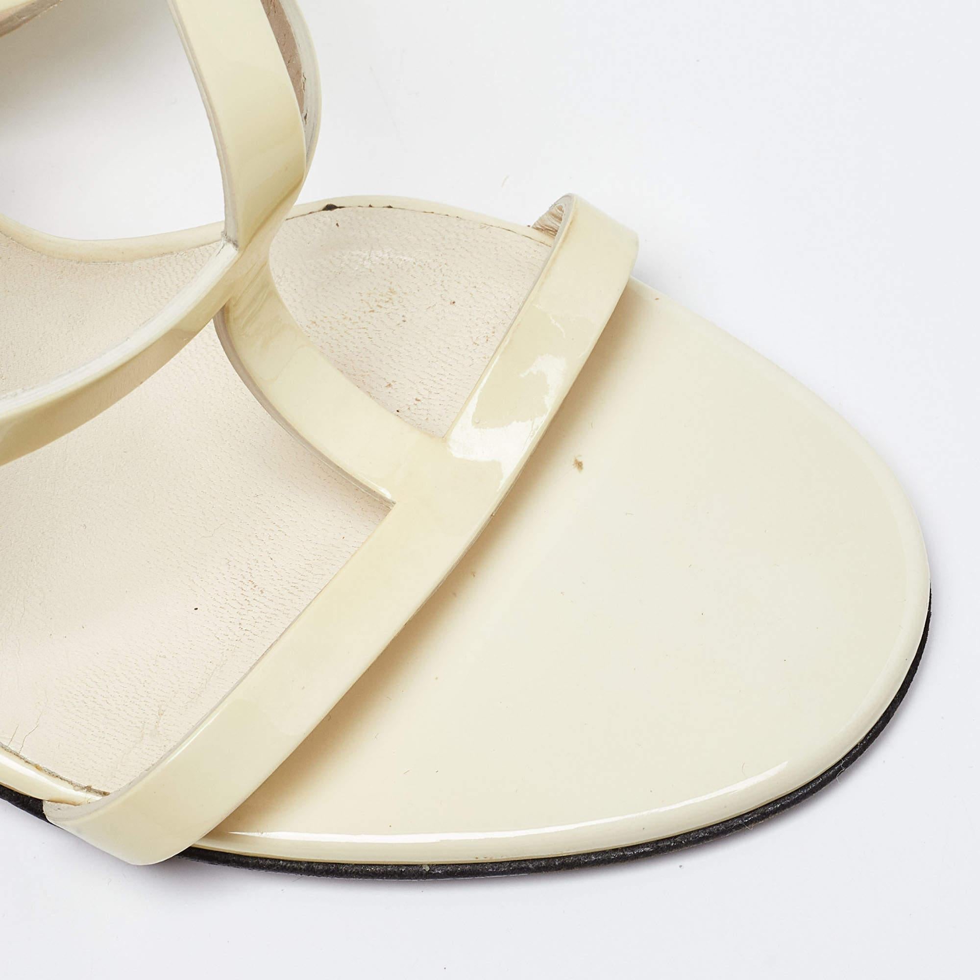 Gucci Cream Patent Leather Ursula Horsebit Gladiator Sandals Size 36 2
