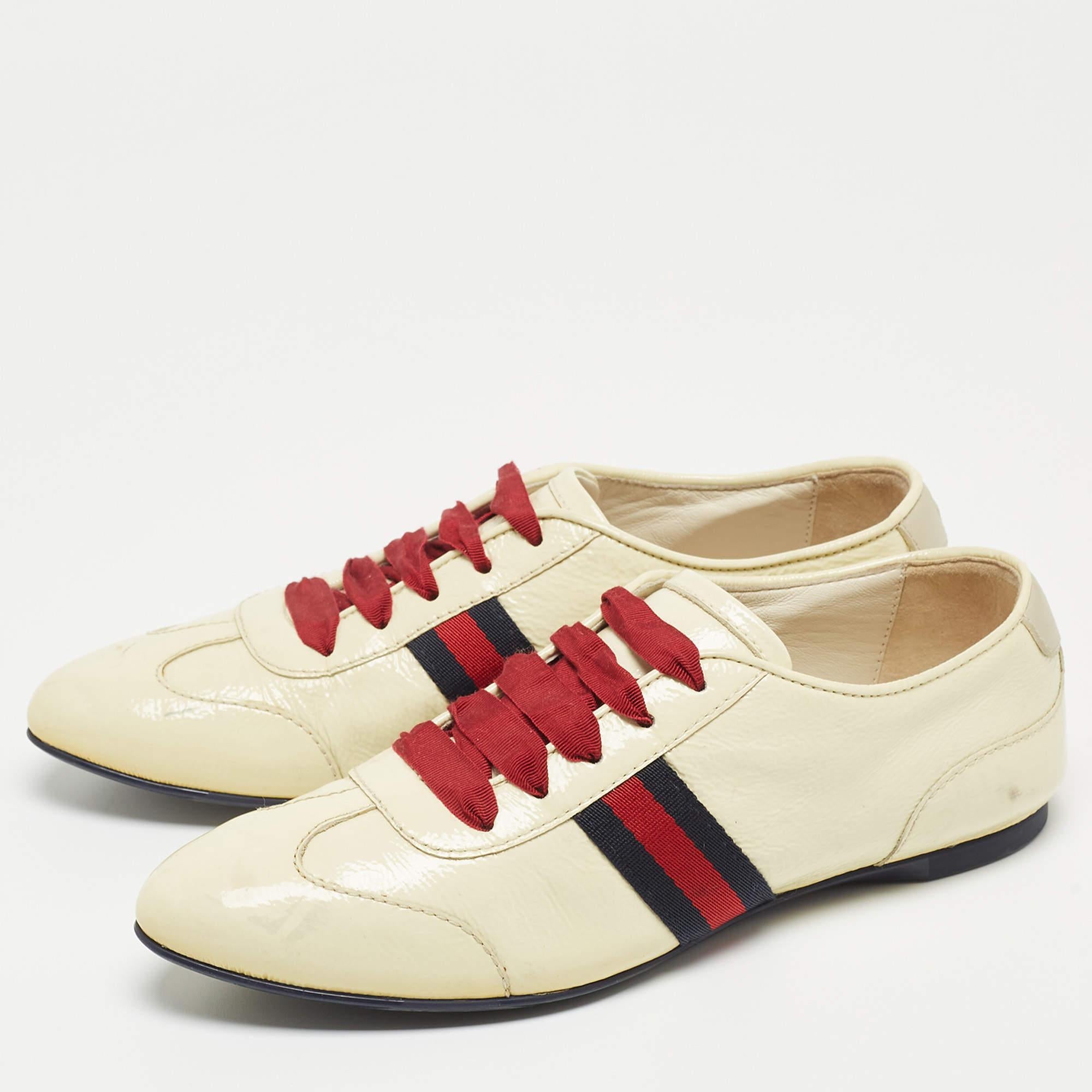 Step into fashion-forward luxury with these designer sneakers. These Gucci kicks offer a harmonious blend of style and comfort, perfect for those who demand sophistication in every step.