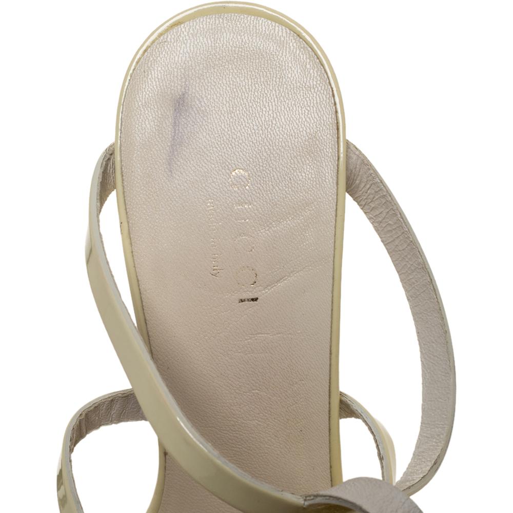 Beige Gucci Cream Patent Ursula Horsebit Gladiator Sandals Size 37