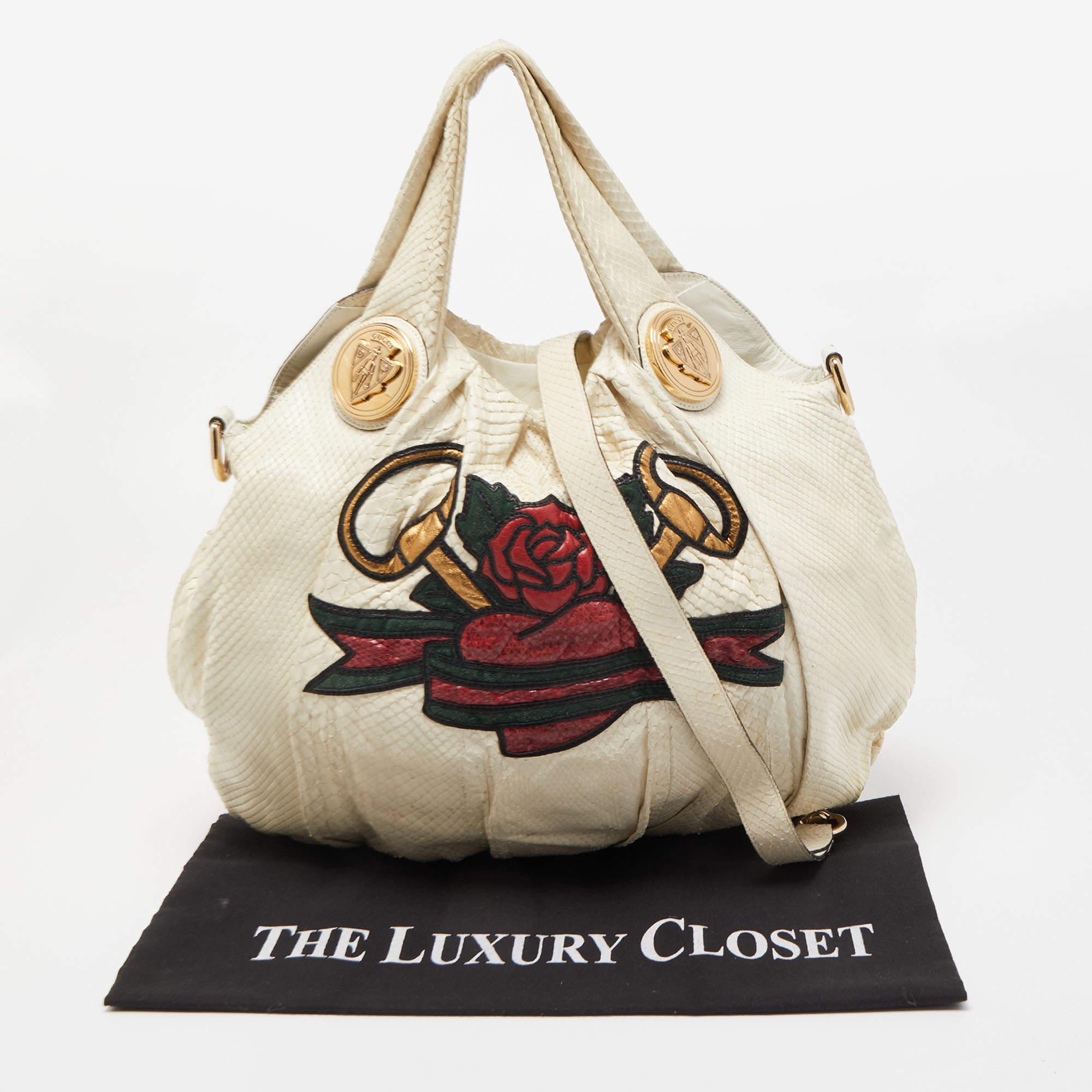 Gucci Cream Python Large Tattoo Edition Hysteria Hobo For Sale 11