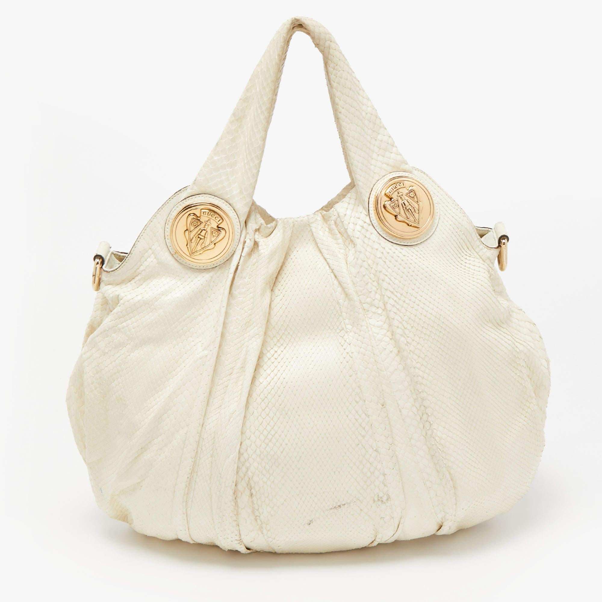 Beige Gucci Cream Python Large Tattoo Edition Hysteria Hobo For Sale