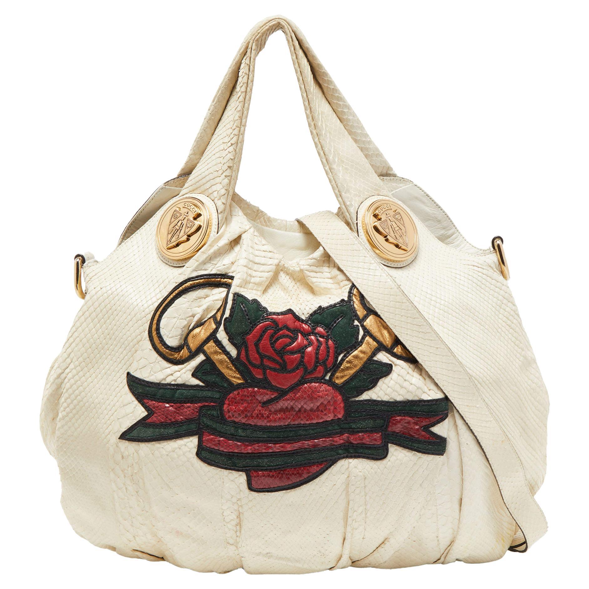 Gucci Cream Python Large Tattoo Edition Hysteria Hobo For Sale