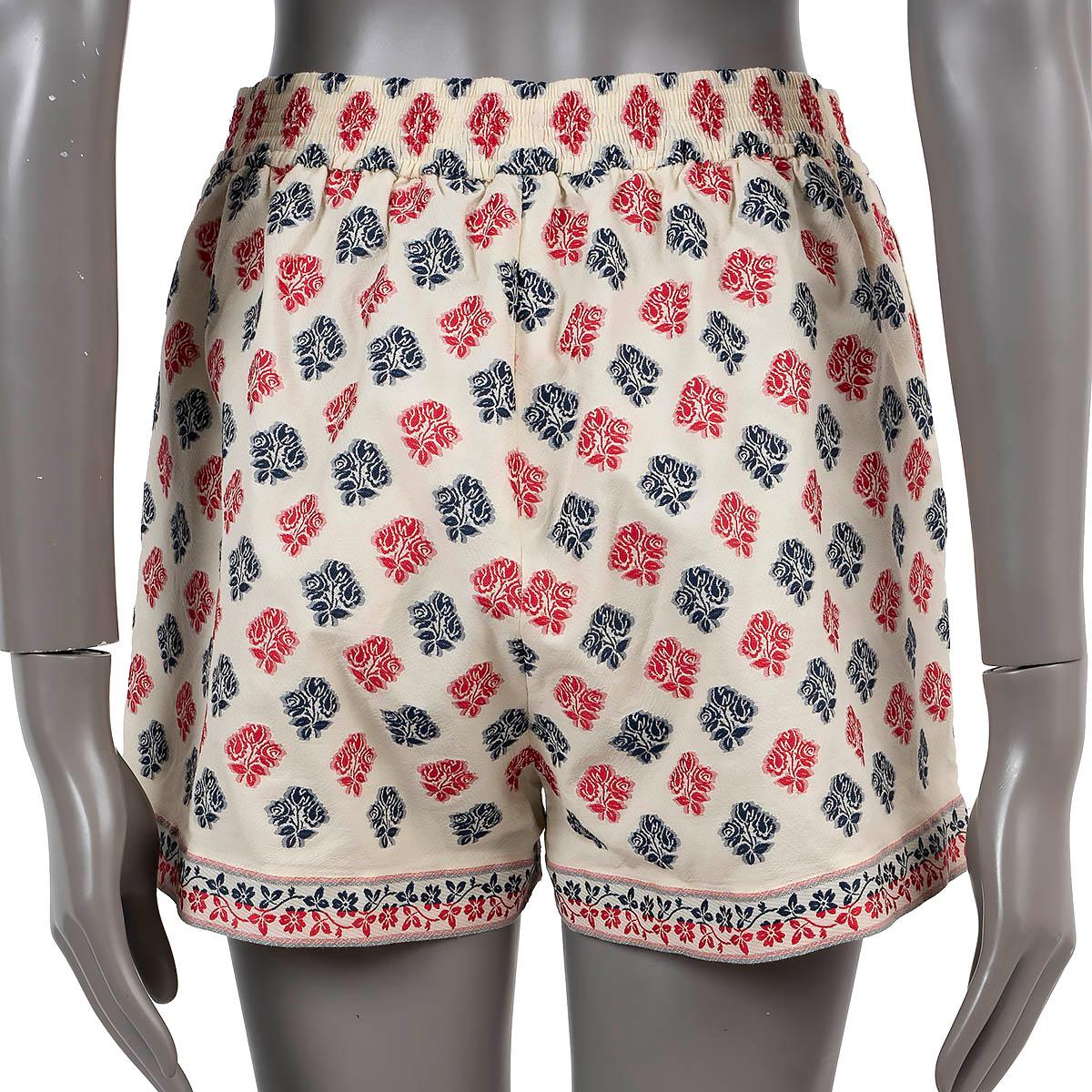 GUCCI cream red blue cotton 2020 FLORAL JACQUARD Shorts Pants 42 M In Excellent Condition For Sale In Zürich, CH