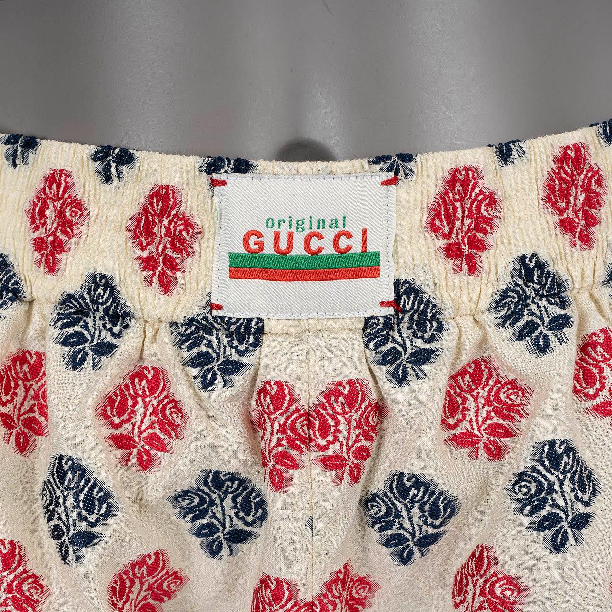 GUCCI cream red blue cotton 2020 FLORAL JACQUARD Shorts Pants 42 M For Sale 1