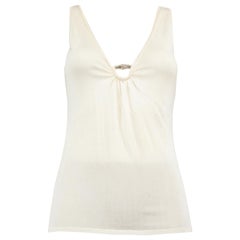 Gucci Cream Rhinestone Detail Top Size S