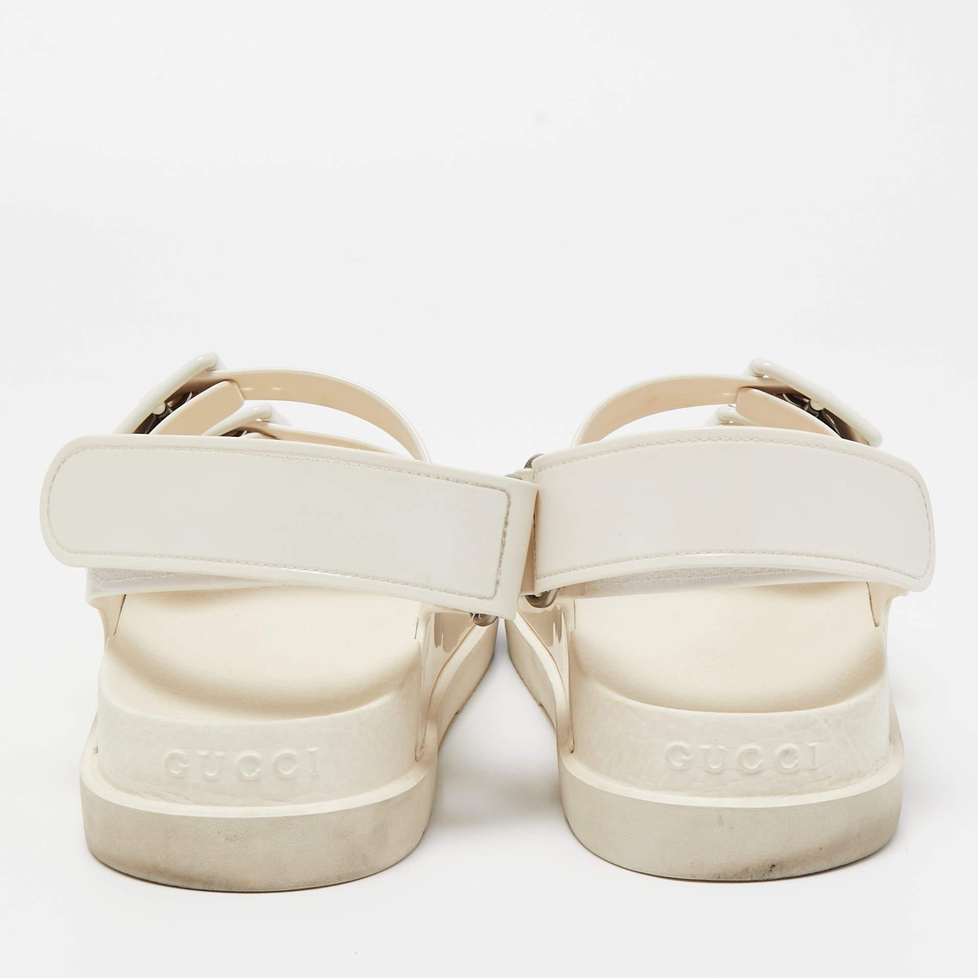 Gucci Cream Rubber Mini Double G Dad Sandals Size 39 In Good Condition In Dubai, Al Qouz 2