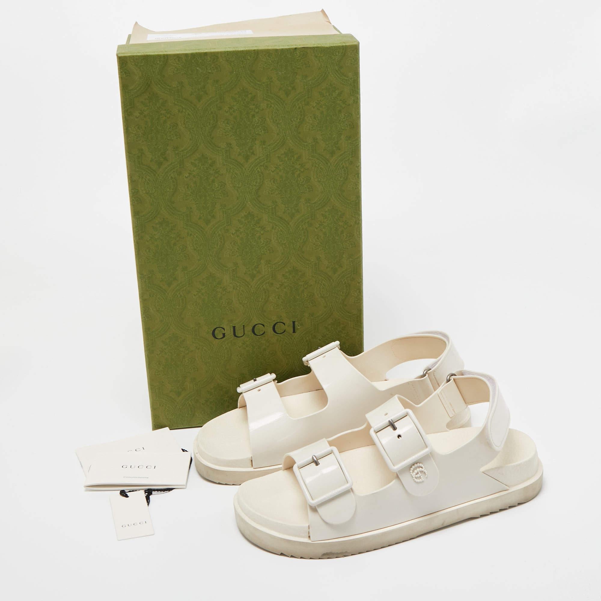 Gucci Cream Rubber Mini Double G Dad Sandals Size 39 2