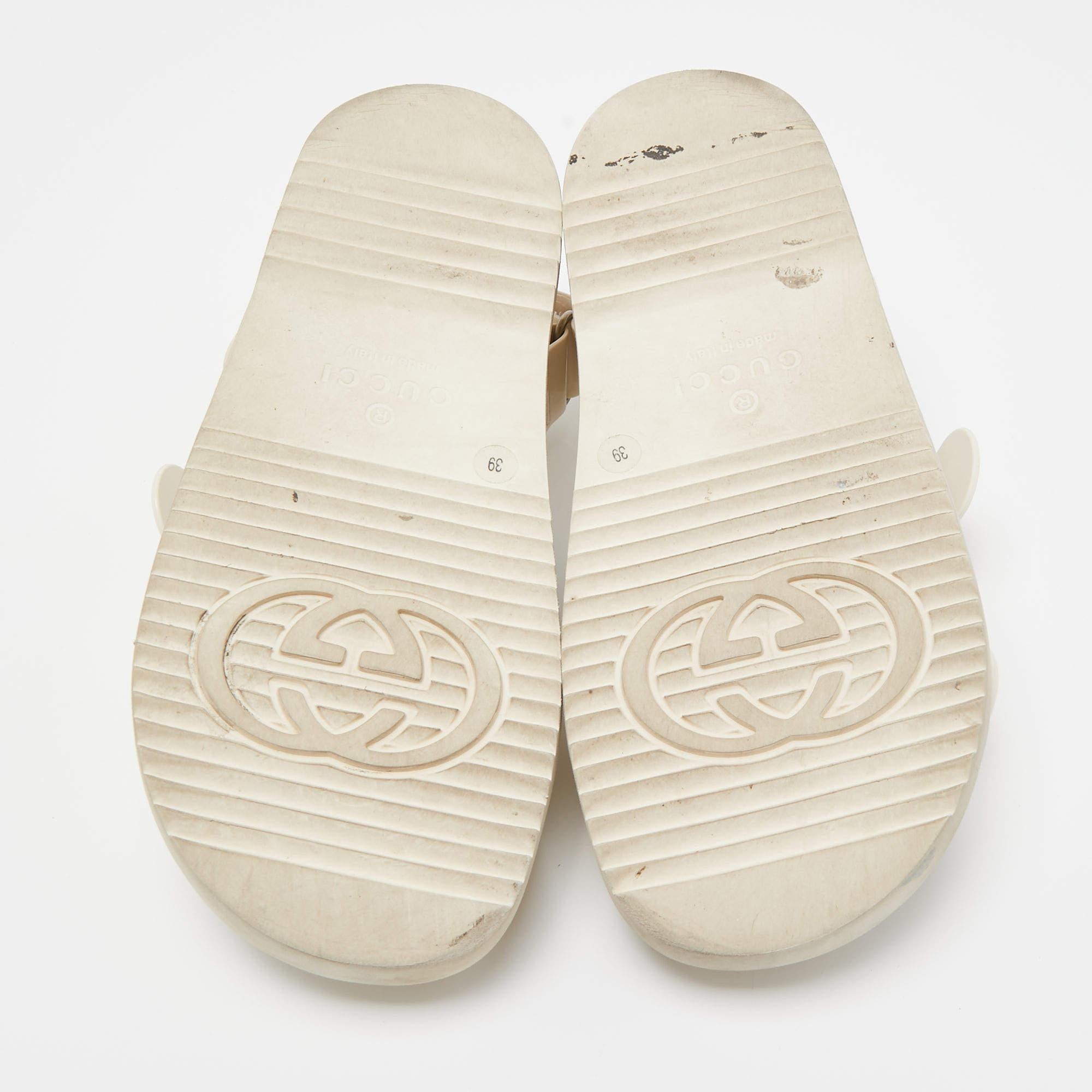 Gucci Cream Rubber Mini Double G Dad Sandals Size 39 3