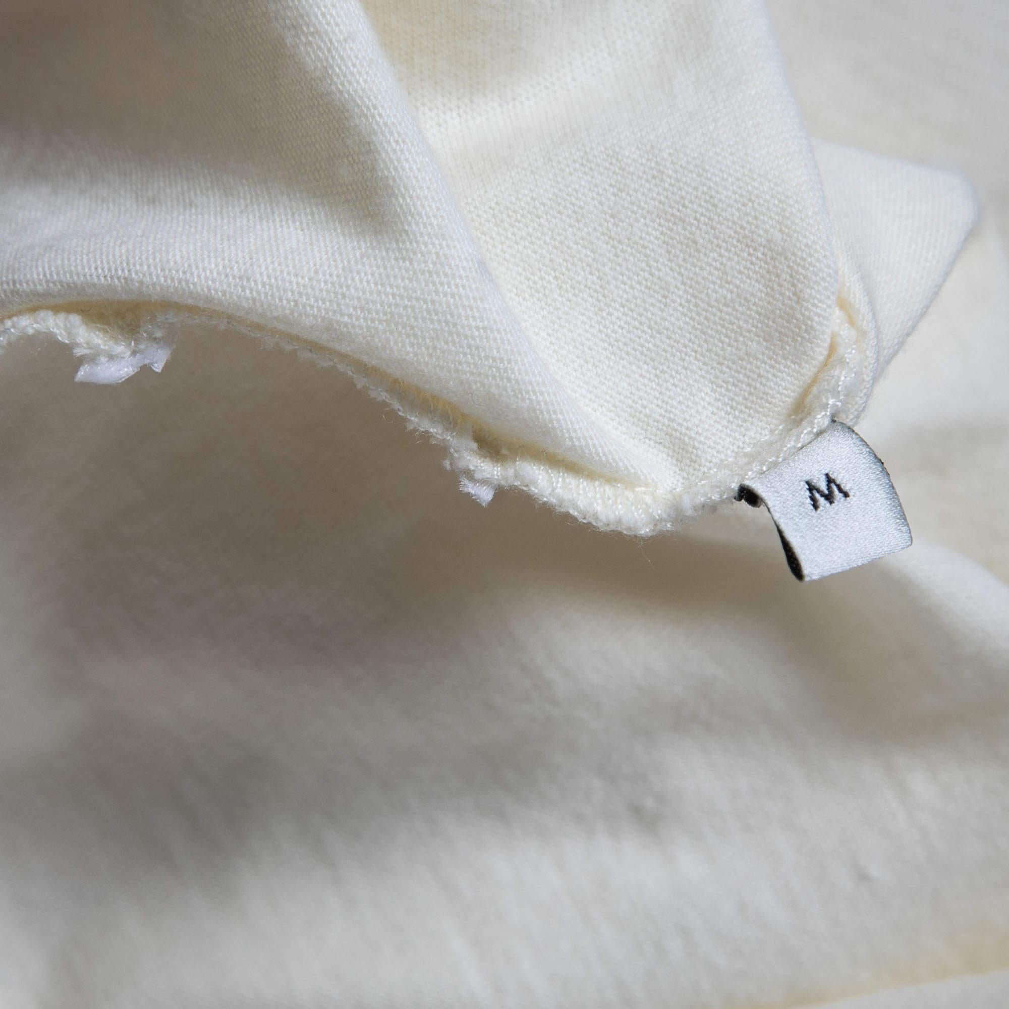 Gucci Cream Sequined Logo Cotton Crew Neck T-Shirt M 1