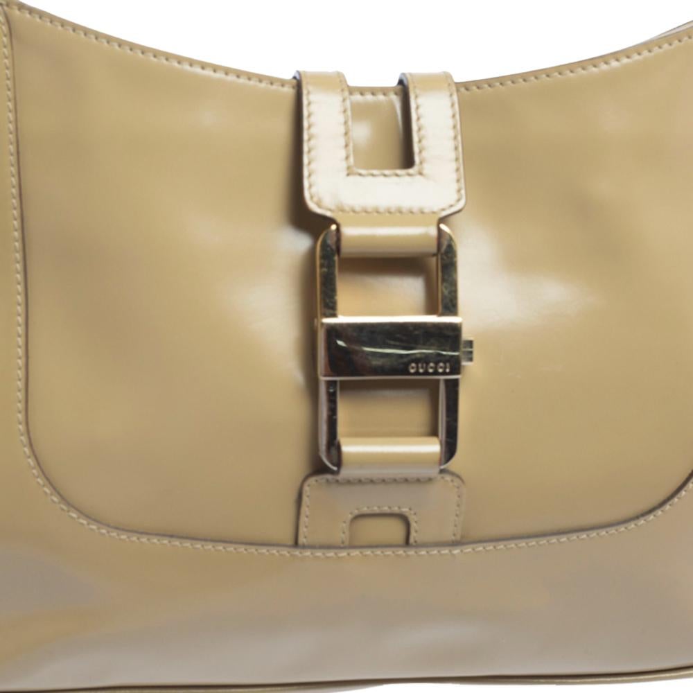 Women's Gucci Cream Shine Leather Vintage Lock Shoulder Bag